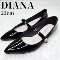 【美品】DIANA ポインテッドトゥパンプス エナメル ビジュー 23cm