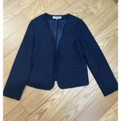 ナチュラルビューティーベーシック　ジャケット　ネイビー　ノーカラー