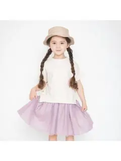 ブランシェス　チュールドッキング半袖ワンピース