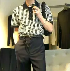【美品】COS コス ニットポロ 半袖 カーキ XLサイズ シルク混 KNITTED LINEN-SILK POLO SHIRT リネンシルク ニットポロシャツ ライト