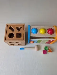 積み木セット　木製形合わせおもちゃ ハンマー付き