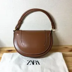 完売商品　ZARA ブラウン コントラストステッチクロスボディバッグ