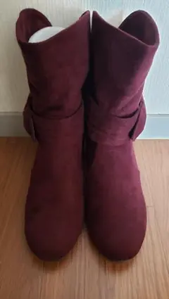 ショートブーツ ワインカラー