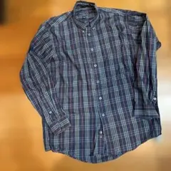チェック柄 長袖シャツ ネイビー グレー