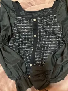 チェック柄ツイード風長袖トップス　GRL
