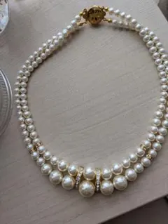 メ*^様 ホワイトパール調二重ネックレス