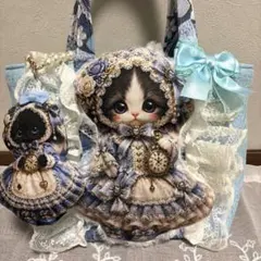 ねこちゃんデニムバッグ&コヤンイサムチョン巾着ポーチセット - メルカリ