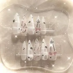 現品 42 ネイルチップ 春ネイル さくらんぼ ガーリー ちゅるん ピンク