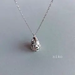 254｜マット シルバー クラシカル 透かし ドロップ ネックレス アクセサリー