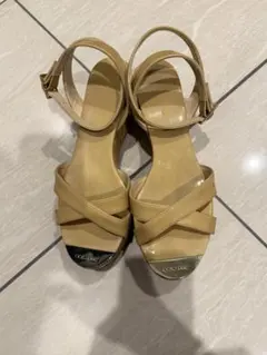 JIMMY CHOO ウェッジソール サンダル ピンクベージュ 37 - メルカリ