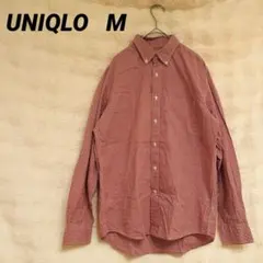 UNIQLOユニクロ◆ギンガムチェック シャツ M 赤白　長袖　綿100%