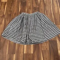グローバルワーク　黒白ギンガムチェック フレアスカート　XXL