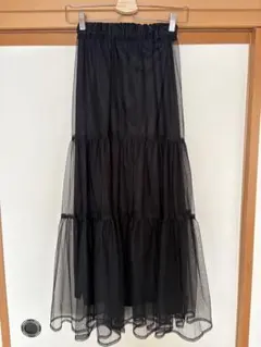 チュールレイヤードティアードロングスカート