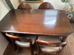 ダークブラウン 木製 ダイニングテーブル &チェアセット4人掛け