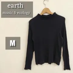 【美品】earth 長袖リブニット M ブラック 使いやすい