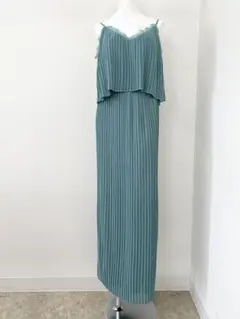 新品タグ付き Little Mistress プリーツロングドレス グリーン M