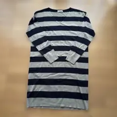 Flow and Fixture ストライプ Vネックロング丈ニット