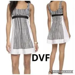 1回着用のみ　極美品　DVF ４S キンガムチェック　切り替え　ワンピース　白黒