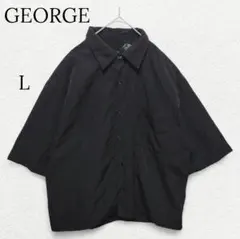 1564 USA古着 チェック柄半袖シャツ スウェード 黒 Ｌ アメカジ 90s