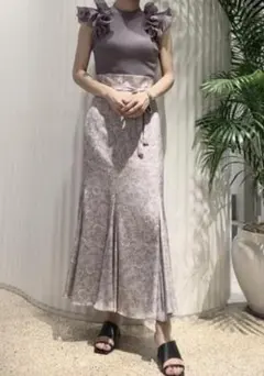 SNIDEL　ハイウエストマーメイドフラワープリントスカート