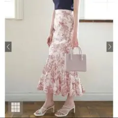 花柄プリーツ切替マーメイドスカート[al111]