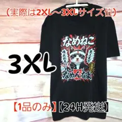 【なめ猫 なめんなよ】プリント Tシャツ 黒 2XL〜3XL相当【1品のみ】