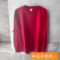 新品❣️鮮やかレッド クルーネック スウェット トレーナー シンプル L 長袖
