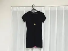 MA✽RS♡ハートボタン♡重ね着風♡2way♡レイヤードワンピース♡黒×ピンク