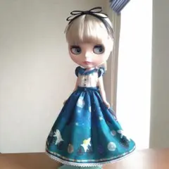 ハンドメイド】22cmドールアウトフィット ロングワンピース サーカス柄