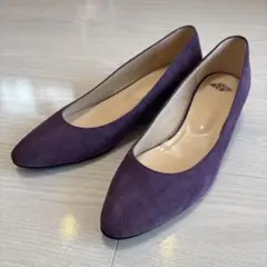 パープル スエード ポインテッドトゥパンプス 24cm