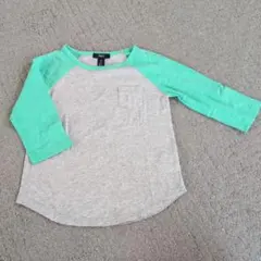 GapKids 7分丈カットソー 120cm グレー/ミント キッズトップス