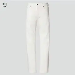 新品ユニクロ ＋J コラボ ホワイトセルビッチスリムフィットストレートジーンズ