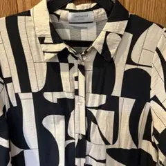 OPAQUE.CLIP 抽象柄 長袖ワンピース　シャツ　ブラウス