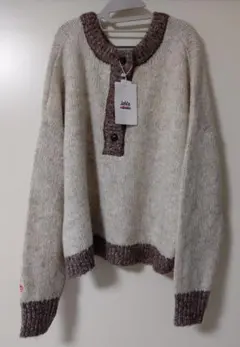 java 2wayバイカラーヘンリーニットプルオーバー 新品未使用