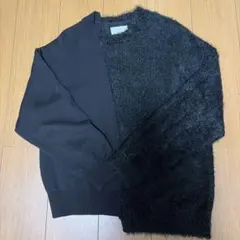 STUDIOUS クルーネックニット ブラック 切替デザインのサムネイル