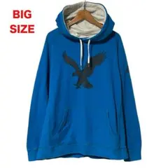 アメリカンイーグル パーカー L相当 青 ロゴ フーディXL （ビッグサイズ）