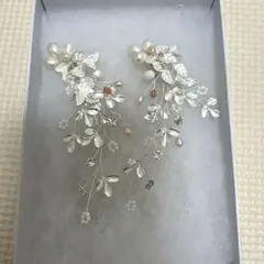 パールとクリスタルのピアス　ウェディング