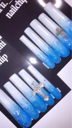 グラデーションブルー ネイルチップ