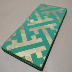 緑　金　幾何学模様 半幅帯