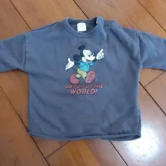 ミッキーマウス トレーナー グレー 肩ボタン付き