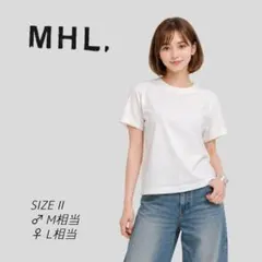 良品　MHL　日本製　近年モデル　厚手　サイドスリット　半袖カットソー　白　Ⅱのサムネイル