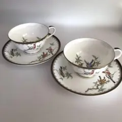 NARUMI ボーンチャイナ　カップ＆ソーサー　2客　鳥柄