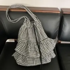 ギンガムチェック フリル トートバッグ