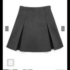 GRL インパン裏地付ボックスプリーツフレアミニスカート mei41 グレー S
