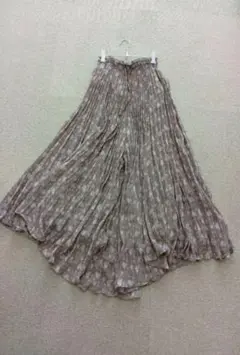 プリーツ ガウチョ ロング キュロット スカート ワイド パンツ M　春夏用