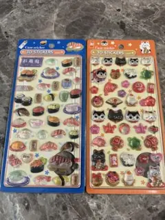 和柄お寿司シール 和柄猫シール2枚セット