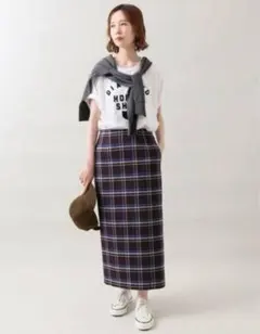 IENA チェックタイトスカート