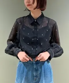 リリーブラウン♡ハート柄シアーシャツ