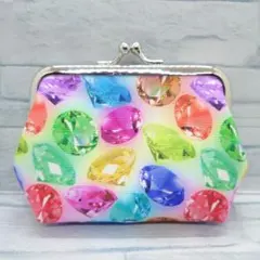 ハンドメイド　がま口ポーチ　　宝石柄