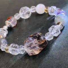 スモーキーアイリスブレスレット　キラキラ　１点物　デザインブレス　天然石